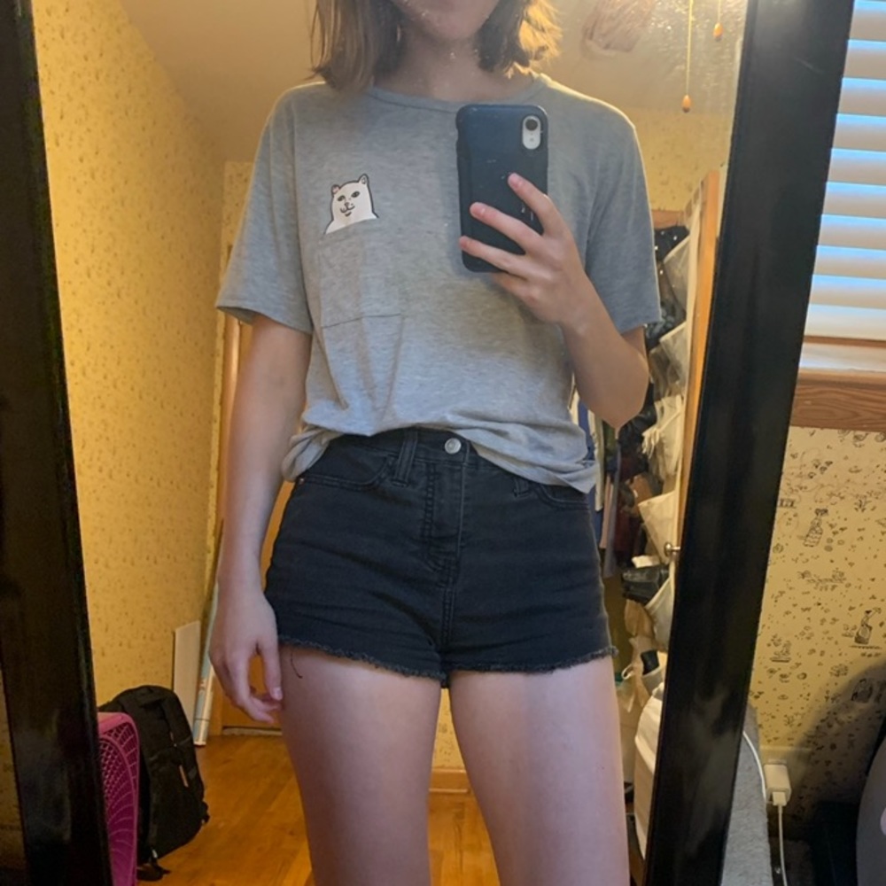 Gray Flipping-off Cat Shirt